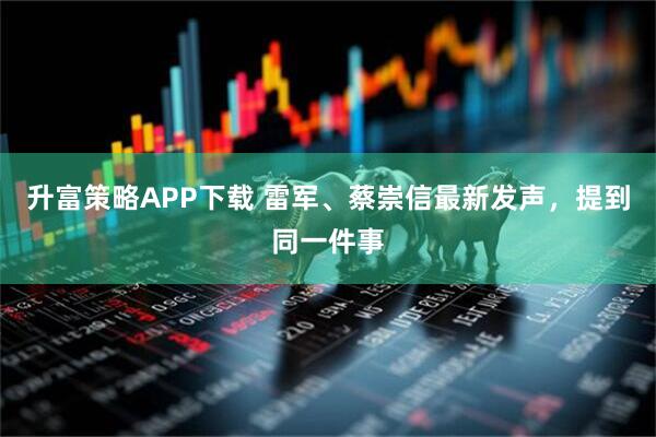 升富策略APP下载 雷军、蔡崇信最新发声，提到同一件事